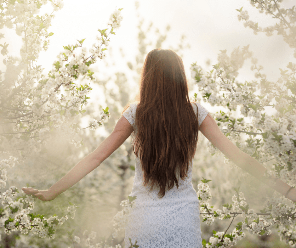 lady walking through the field